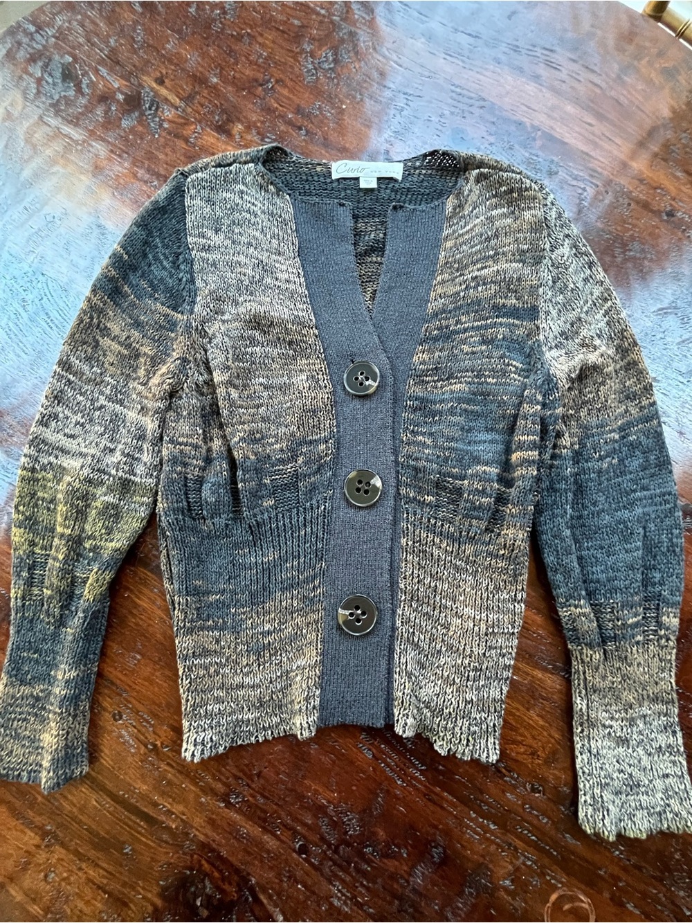Curio New York Chunky Marled Button Front Cardigan Earthy Boho Vintage Y2K